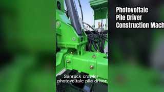 Photovoltaik-Pfahlramme, Autobahnleitplanke, Baumaschinen, Raupen-Pfahlrammgerät