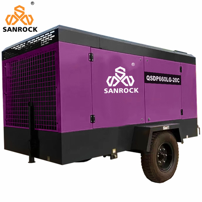 2800 KG Kapazität Portable Schraubluftkompressor 20Bar für den Bergbau 340L Treibstoffbehälter