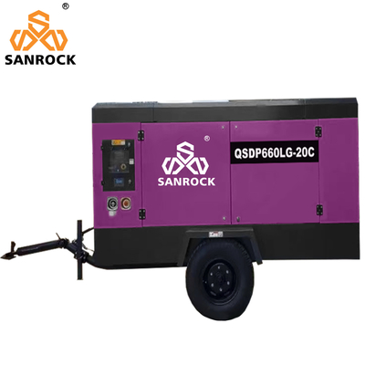 2800 KG Kapazität Portable Schraubluftkompressor 20Bar für den Bergbau 340L Treibstoffbehälter