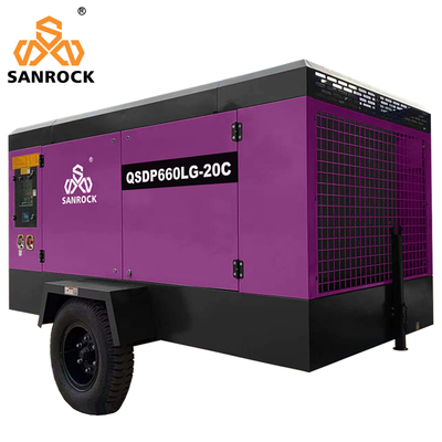 2800 KG Kapazität Portable Schraubluftkompressor 20Bar für den Bergbau 340L Treibstoffbehälter