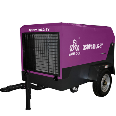 Wasserbohrung und Bergbau Portable Diesel-Schraubluftkompressor mit 2 Rädern