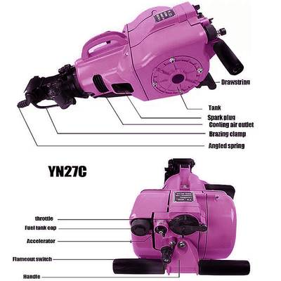 YN27C Leistungsfähige Benzin-Gesteinsbohrmaschine Betonbrecher Tragbarer Hydraulischer Jack Hammer