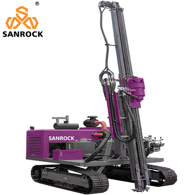 Highway Guardrail Pile Driver Hydraulic Solar Pile Driving Rig mit 1,5m.2m.3m Bohrrohrlänge und 2km/h Fahrgeschwindigkeit