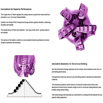 4/5/6/8 Blades PDC Bohrstück Mittel-harte Gesteine Bohrstück Tiefwasserbohrbrunnen